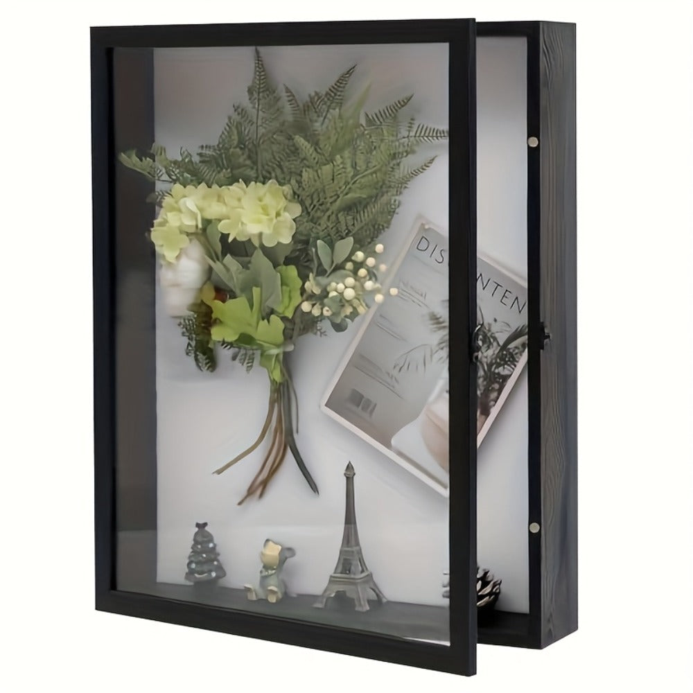 Shadow Box Frame 12x16 ¨C Large Deep Display Case with Plexiglass Cover for Photos, Medals, Flowers, Memorabilia & Keepsakes, Sturdy Wall Mountable Memory Box, Black