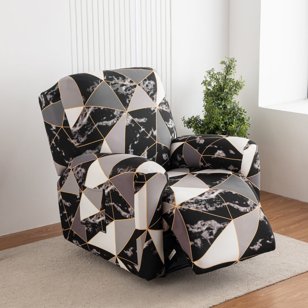 Tie Dye Lounge Chair Cover Set of 4 High Elasticity with Side Pockets Printed Stretch Chair Slipcover Pet Friendly for Bedroom Office Living Room Holiday Decor