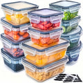 Food Storage Containers with Lids Airtight Plastic Meal Prep Containers Stackable Leak Proof BPA Free for Pantry Kitchen Refrigerator Freezer with Labels
