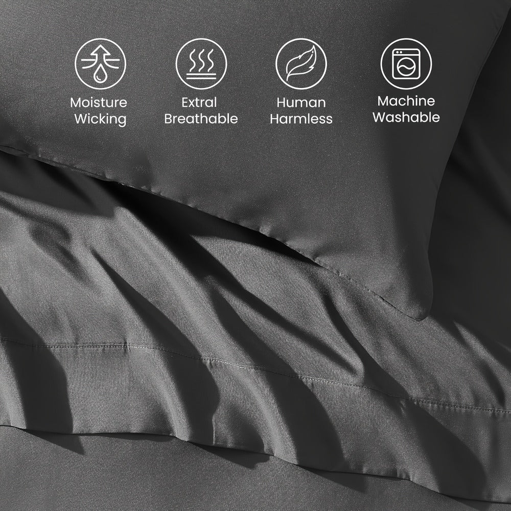 Cooling Fitted Sheet Bamboo Blend Ultra-Soft Deep Pocket Bed Sheet for Hot Sleepers Twin Full Queen King Size Machine Washable Breathable Cooling Bedding White Black Gray Navy Purple Apricot