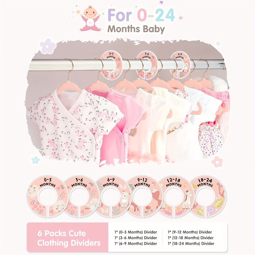 Baby Hangers Pink Velvet Non-Slip Nursery Closet Kids Clothes Hangers with Size Dividers for Infant Toddler Girls Boys 50/30pcs
