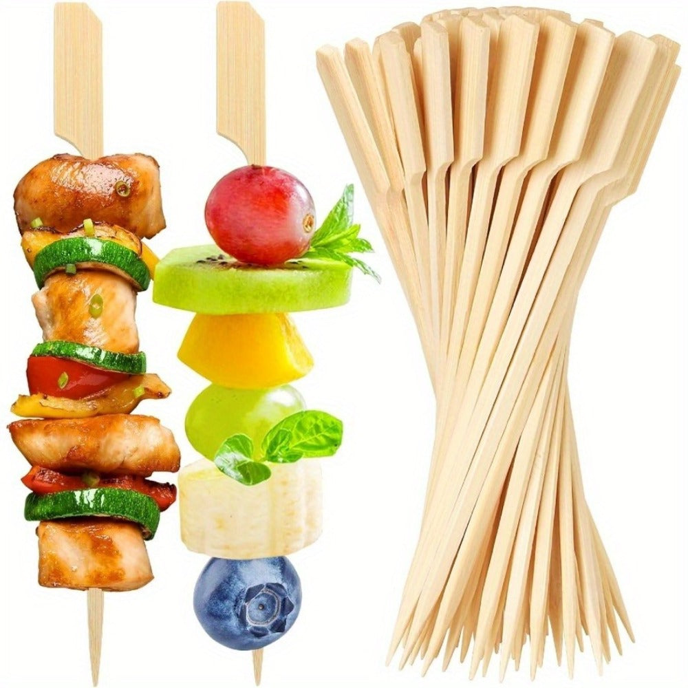 Bamboo Appetizer Skewers 400 Pack 6 Inch ¨C Decorative Rooster Tail Food Picks Flat Wooden Sticks for Party Drinks Fruit Charcuterie Board BBQ Cocktail Toothpicks Bulk