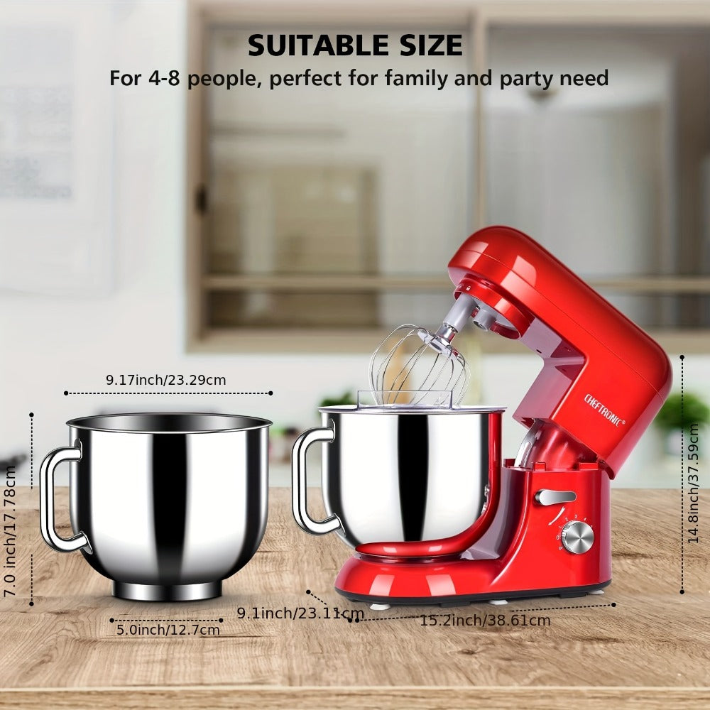 Electric Stand Mixer 7QT 650W ¨C CHEFTRONIC Tilt-Head Dough Mixer with 6 Speeds, Dough Hook, Whisk & Beaters, Splash Guard for Bread, Cake, Pizza, Cookie & More