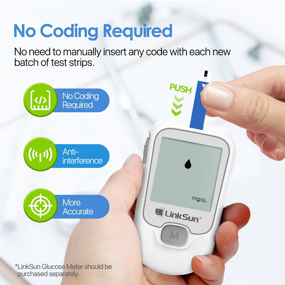 Blood Sugar Test Strips 100 Count Compatible with G-425-1 G-425-2 G-425-3 Glucose Meter Strips for Diabetic Blood Glucose Monitoring 1 Box