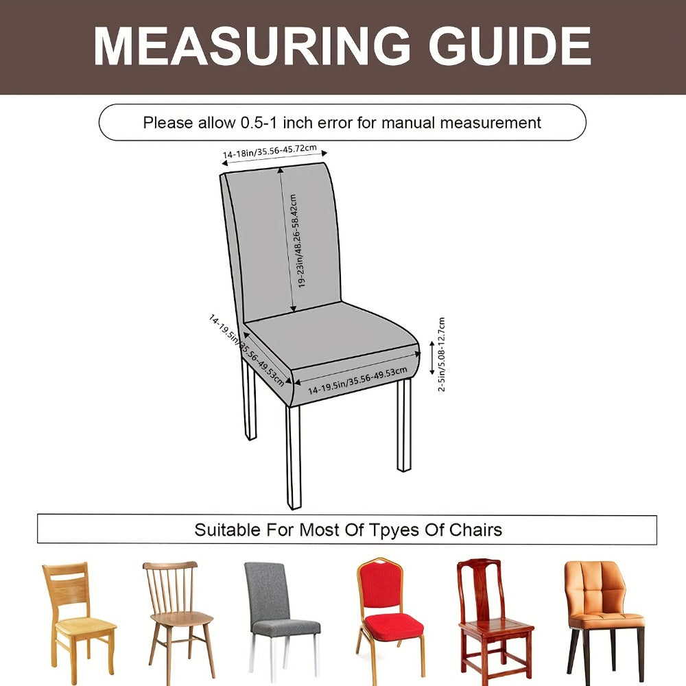 Dining Chair Covers Set of 4 6 Waterproof Stretch Parson Chair Slipcovers - Polar Fleece Jacquard Elastic Band Fit Kitchen Dining Room Chair Protector, 7 Colors, Beige Black Khaki Burgundy Gray