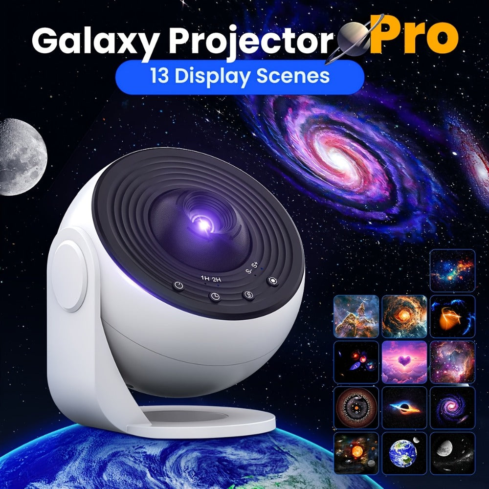 Galaxy Earth Projector Lamp 4K HD with 13 Film Cards Globe Night Light Projector for Bedroom - Star Galaxy Projection Table Lamp for Home Decor, Kids Room, Ambient Lighting & Gift