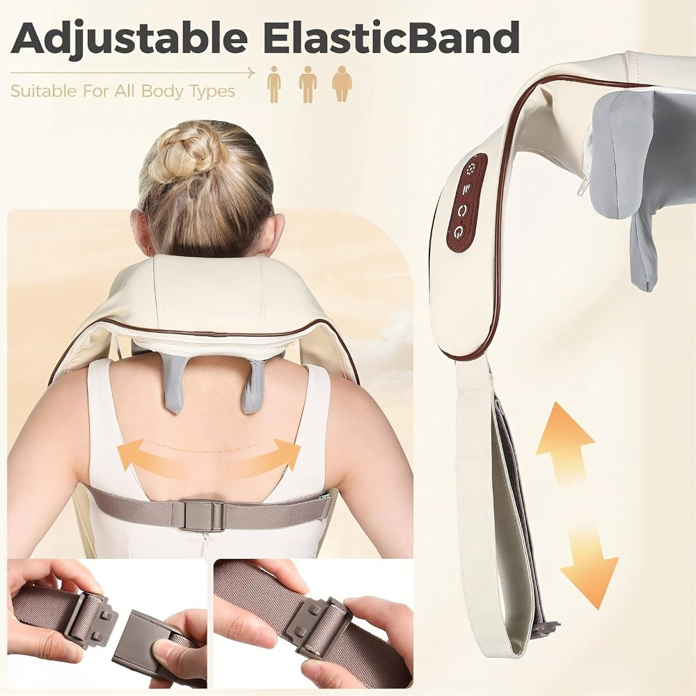 Neck Massager Shiatsu with Heat ¨C 6-Node Deep Kneading Wireless Massager for Neck, Shoulders & Trapezius Muscles | Hands-Free Electric Neck & Shoulder Massager with Heating Function