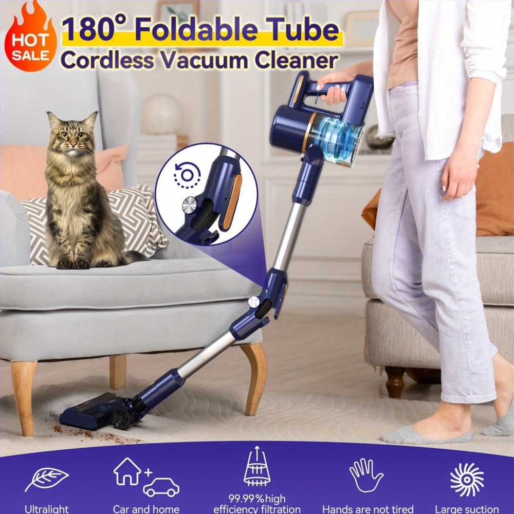 Cordless Vacuum Cleaner for Home ¨C Corded & Cordless 2-in-1, 180¡ã Foldable, LED Brush, High Suction, 40-Min Runtime, 38.58oz Dust Cup for Hardwood Floors, Seniors & Pregnant Women