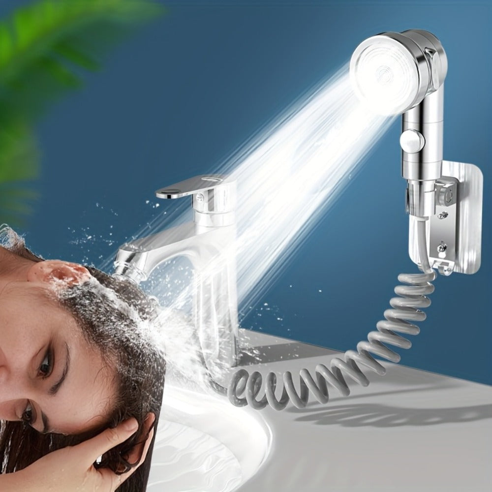 Faucet Extender Pull-Out Retractable Showerhead for Washbasin - Hot & Cold Compatible Hair Washing Sink Sprayer, Basin Extension Attachment for Bathroom Sink, 1-Speed & 3-Speed Options