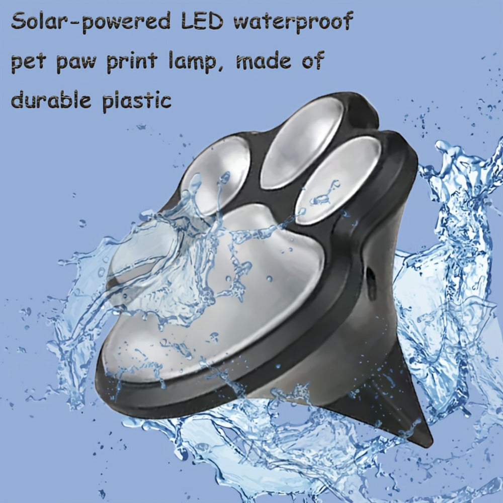 Solar Paw Print Garden Lights 2-Pack, LED Outdoor Path Lights IPX4 Waterproof, Lawn Terrace Yard Decor for Wedding Party Christmas Valentine