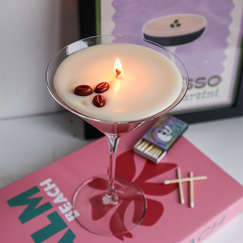 Coffee Martini Scented Candle ¨C Soy Wax Espresso Cocktail Candle with Coffee Bean Embellishment & Glitter, 12+ Hour Burn, Unique Birthday Gift, Valentine's Day, Mother's Day & Teacher Appreciation Gift for Candle Lovers