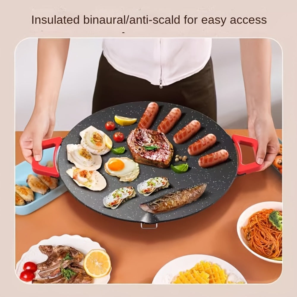 Electric Griddle Maifan Stone Non-Stick Coating 5-Speed Temperature Control - Indoor Electric Baking Pan with Red Handle, Easy Clean, for Pancakes Eggs Steak BBQ - 18¡±/19¡±/Square 26.9¡±