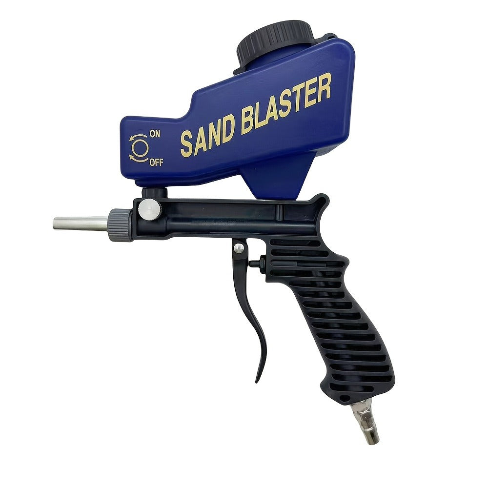 Sandblasting Gun 90PSI Portable Adjustable Flow 7.0cfm 6.5mm Nozzle Gravity Spray Tool for Rust Removal Paint Removal Deburring Polishing Metal Surface Requires Air Compressor Blue