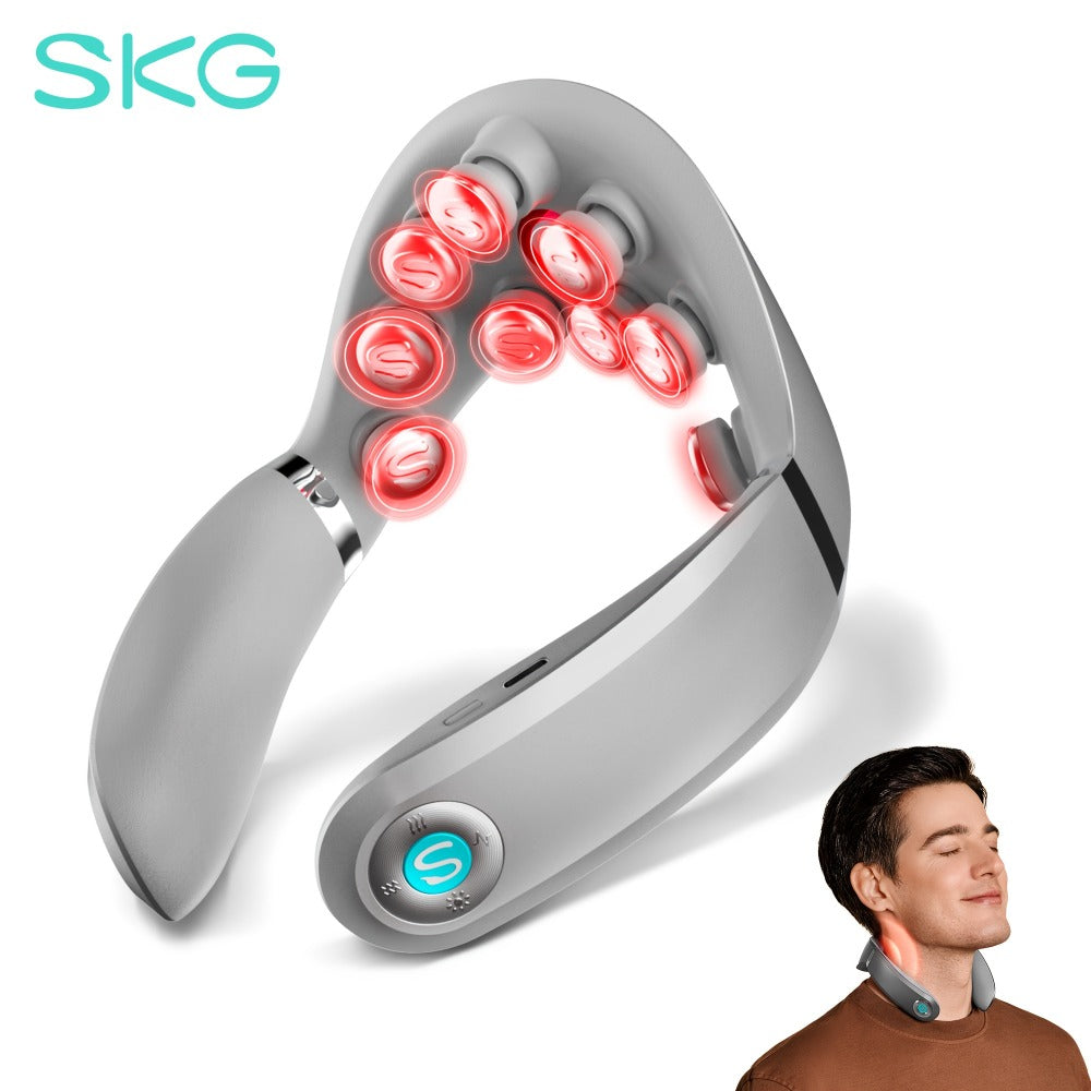 Neck Massager with Heat Cordless Electric Kneading | Wearable Hands-Free Portable Neck Shoulder Massager USB Rechargeable | Deep Acupressure Muscle Relaxer for Office Car Travel | Gift for Women Men