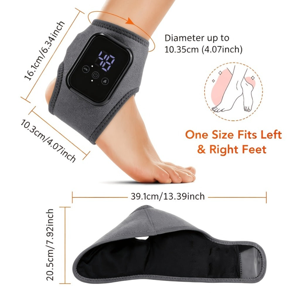 Foot Massager Electric Heated Ankle Wrap | 3 Heat Levels 3 Vibration Modes Touch Screen Timer | Relieves Ankle Pain Plantar Fasciitis Arthritis Muscle Fatigue | Fits Left & Right Feet | 1pc or 2pc Set