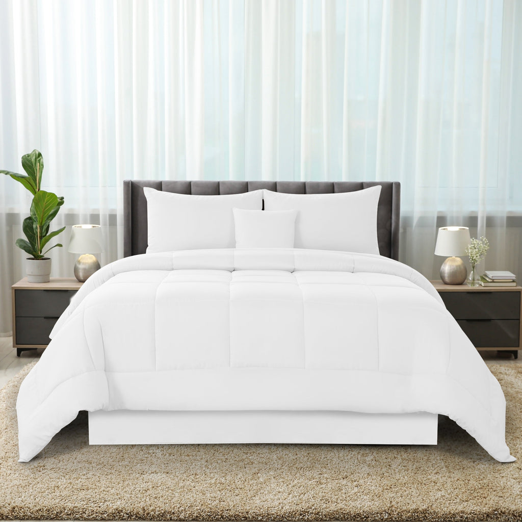 5-Piece Comforter Set ¨C Down Alternative Reversible Quilted Bedding with Bed Skirt & Pillow Shams, Twin Queen King, All Seasons ¨C 13 Colors