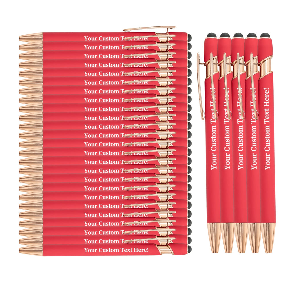 Custom Engraved Luxury Pens Bulk Set with Touch Tip & Soft Grip - Personalized with Logo, Name or Text, Elegant Gift Pens for Wedding, Birthday, Christmas, Office, Party Giveaways - 25/30/35/45/50 Pcs