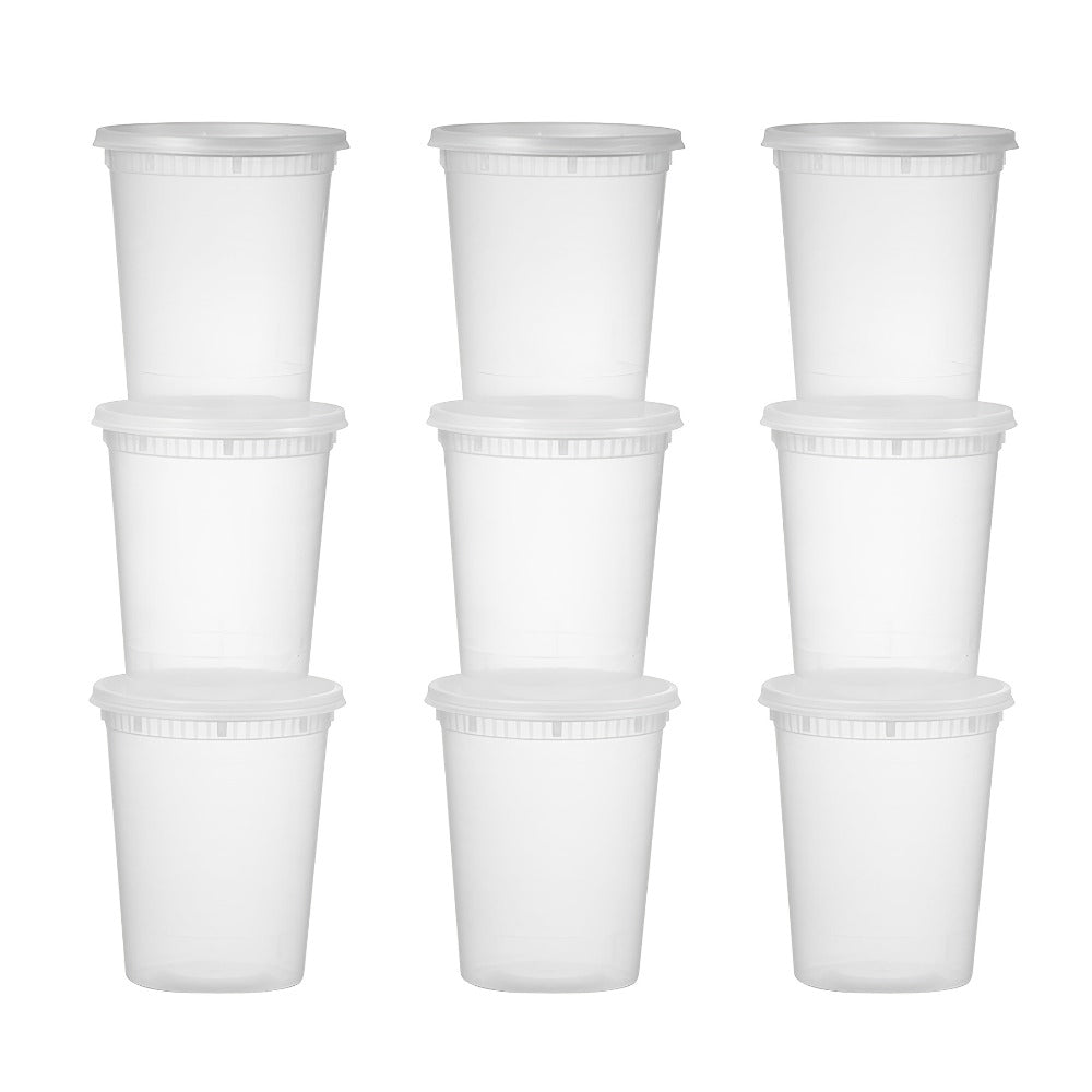 32oz Plastic Food Storage Containers with Lids 48 Sets Cups & Lids Meal Prep Containers Microwave Safe Portable