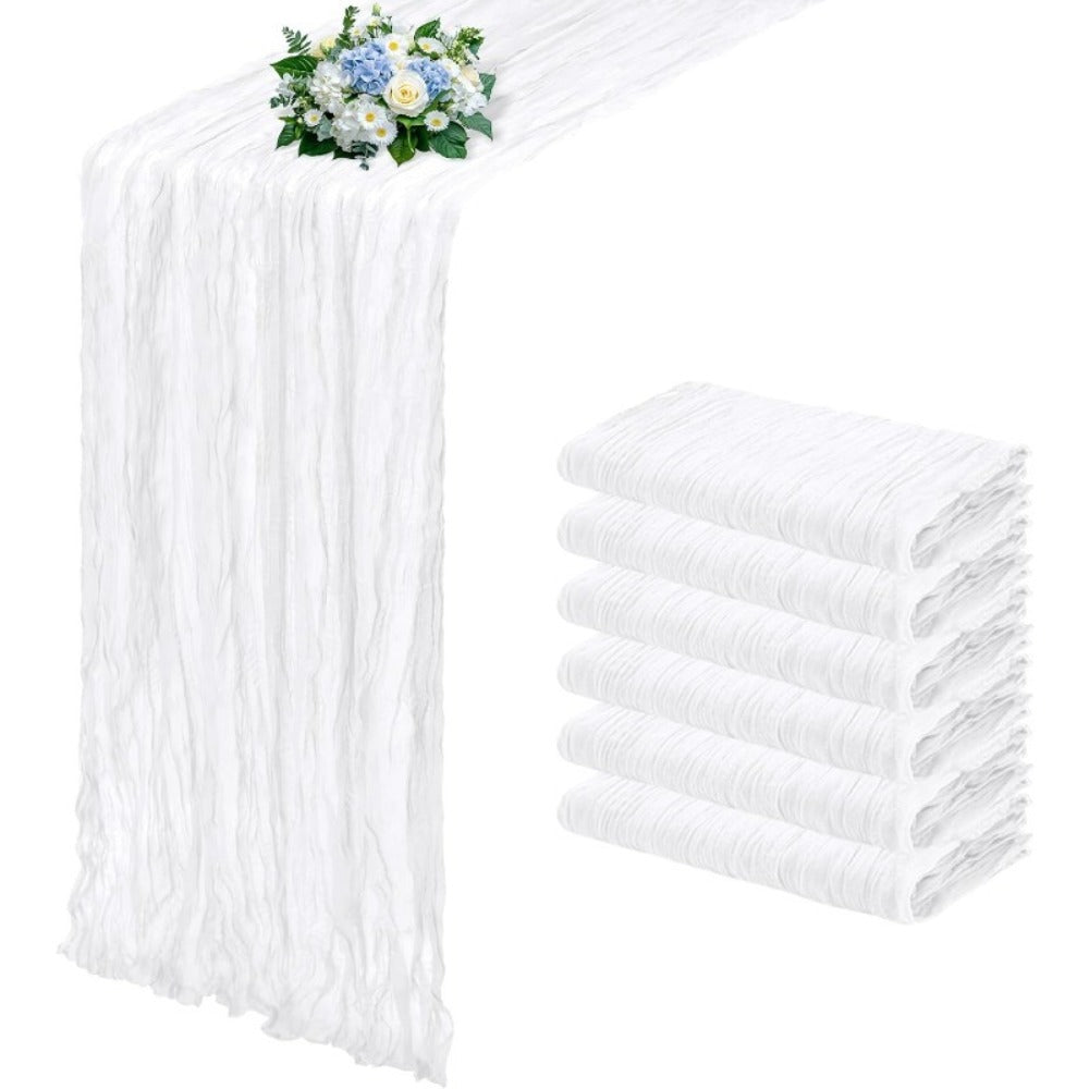Cheesecloth Table Runner 6 Pack | Boho Gauze Semi-Sheer Fabric 21.7¡Á72.8 Inch for Wedding, Baby Shower & Farmhouse Decor