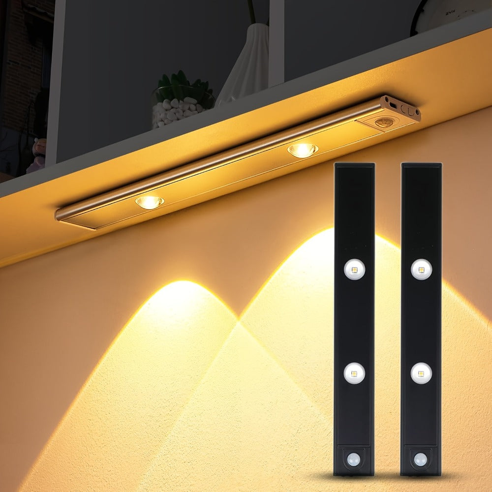 Motion Sensor LED Cabinet Light USB Rechargeable Dimmable Night Light Gesture Control 3 Modes Wireless Under Cabinet Lighting for Kitchen Bedroom Stairs Closet Reading Bedside 2pcs 3pcs
