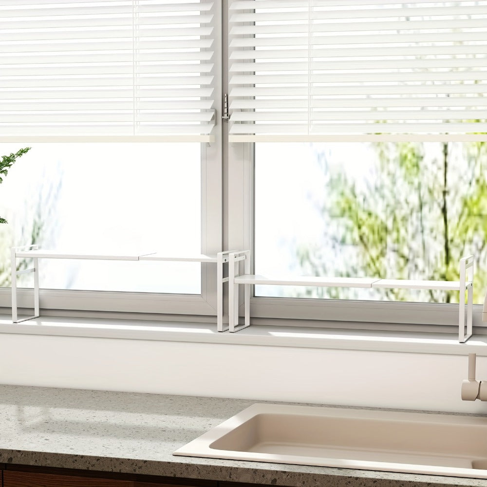 Narrow Shelf Organizer for Kitchen Bathroom Windowsill ¨C Slim Adjustable Stackable Rack for Small Spaces, Counter Top, Window Plant Stand, Tall Thin Storage Shelving Unit