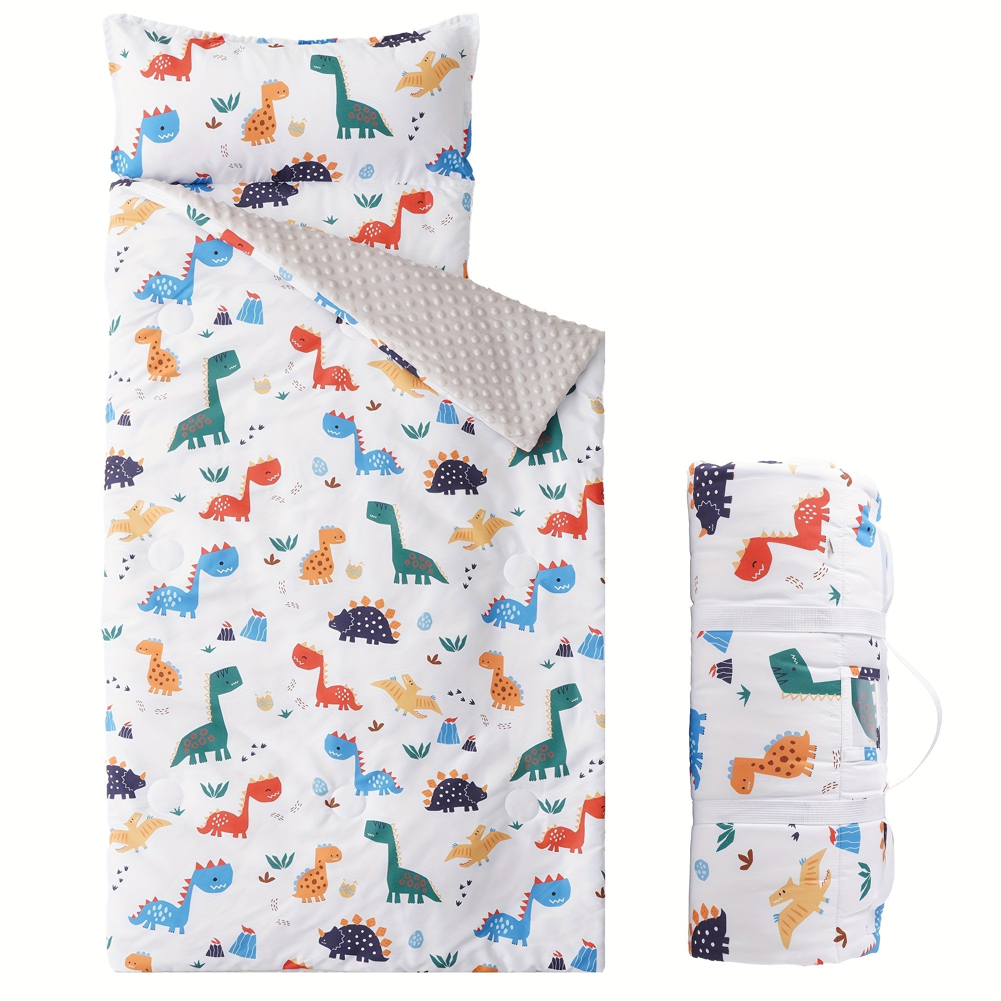 Kids Nap Mat Roll-Up Sleeping Mat for Daycare & Travel - 100% Polyester, Machine Washable, Fun Prints