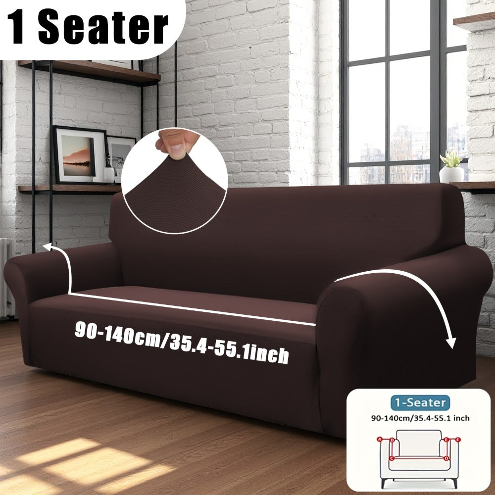 Stretch Sofa Cover Elastic Band | Milk Fiber Fabric Slipcover, Machine Washable Polyester Spandex, 1 to 4 Seater Armchair Couch Cover, Red Gray Blue Black Coffee, Home Decor
