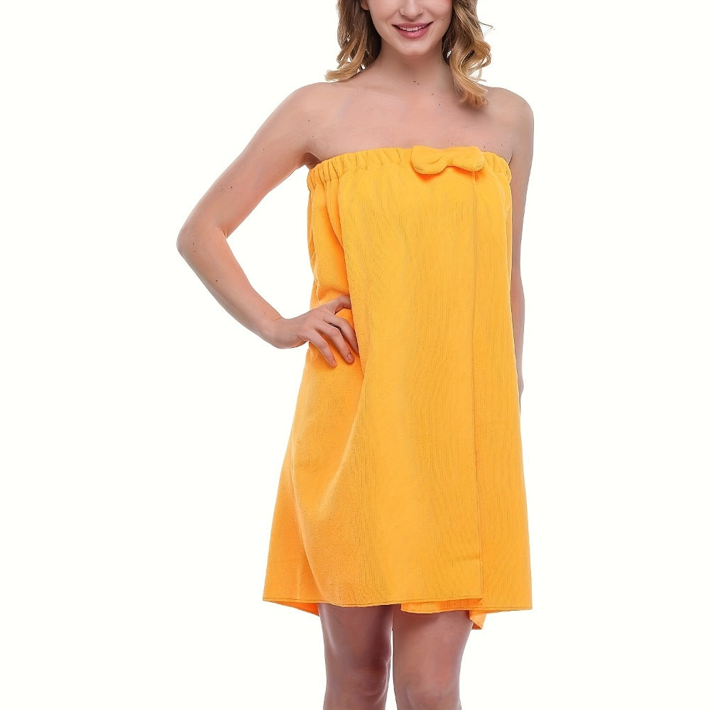 Women's Bath Wrap Towel Robe ¨C Lightweight 250gsm Microfiber Shower Spa Bathrobe with Adjustable Closure One Size Fits Most