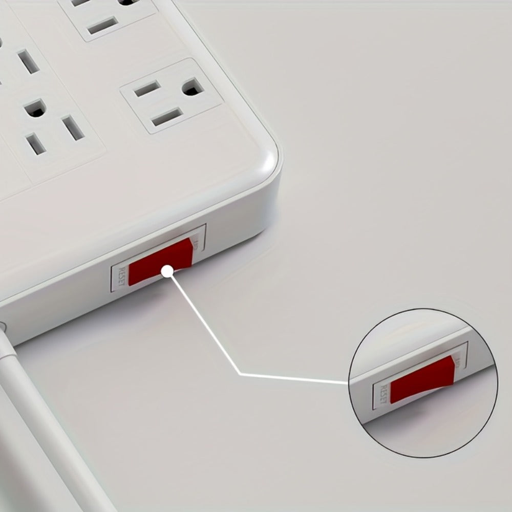Surge Protector Power Strip with USB C Ports 22 AC Outlets 5 USB Ports - 6ft Flat Plug Extension Cord PD 20W Fast Charging 1875W 15A - Heavy Duty Wall Mount Under Desk Power Strip White