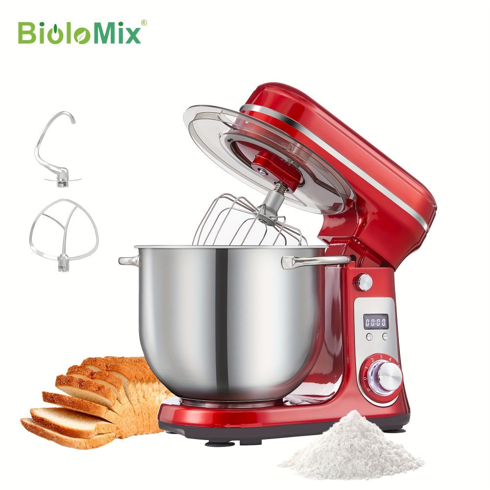 Stand Mixer 1200W 6L Stainless Steel Bowl - Kitchen Food Stand Mixer with Dough Hook, Whisk & Beater, 6-Speed Tilt-Head Electric Mixer for Baking, Kneading, Whipping, Red