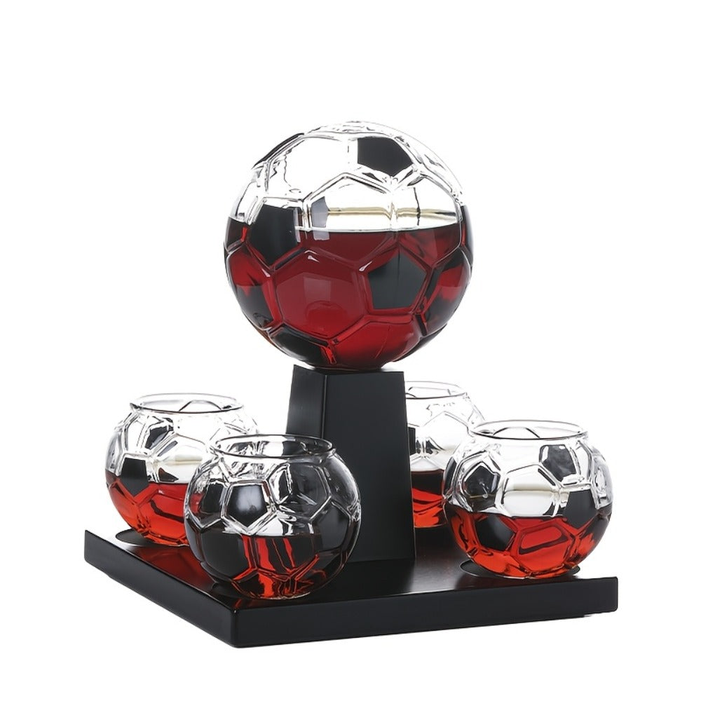 Football Shaped Whiskey Decanter Set with 4 Cups 30oz - Unique Birthday Gift for Men, Dad Gift, Valentine's Day Gift, Home Bar Decor, Christmas Gift