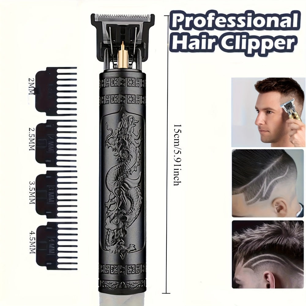 Electric Hair Clipper Set with LCD Screen - USB Rechargeable Hair Trimmer Kit with T-Blade, Guide Combs, Nose Hair Trimmer, Professional Grooming Kit for Men & Women, Home & Barber Shop Use
