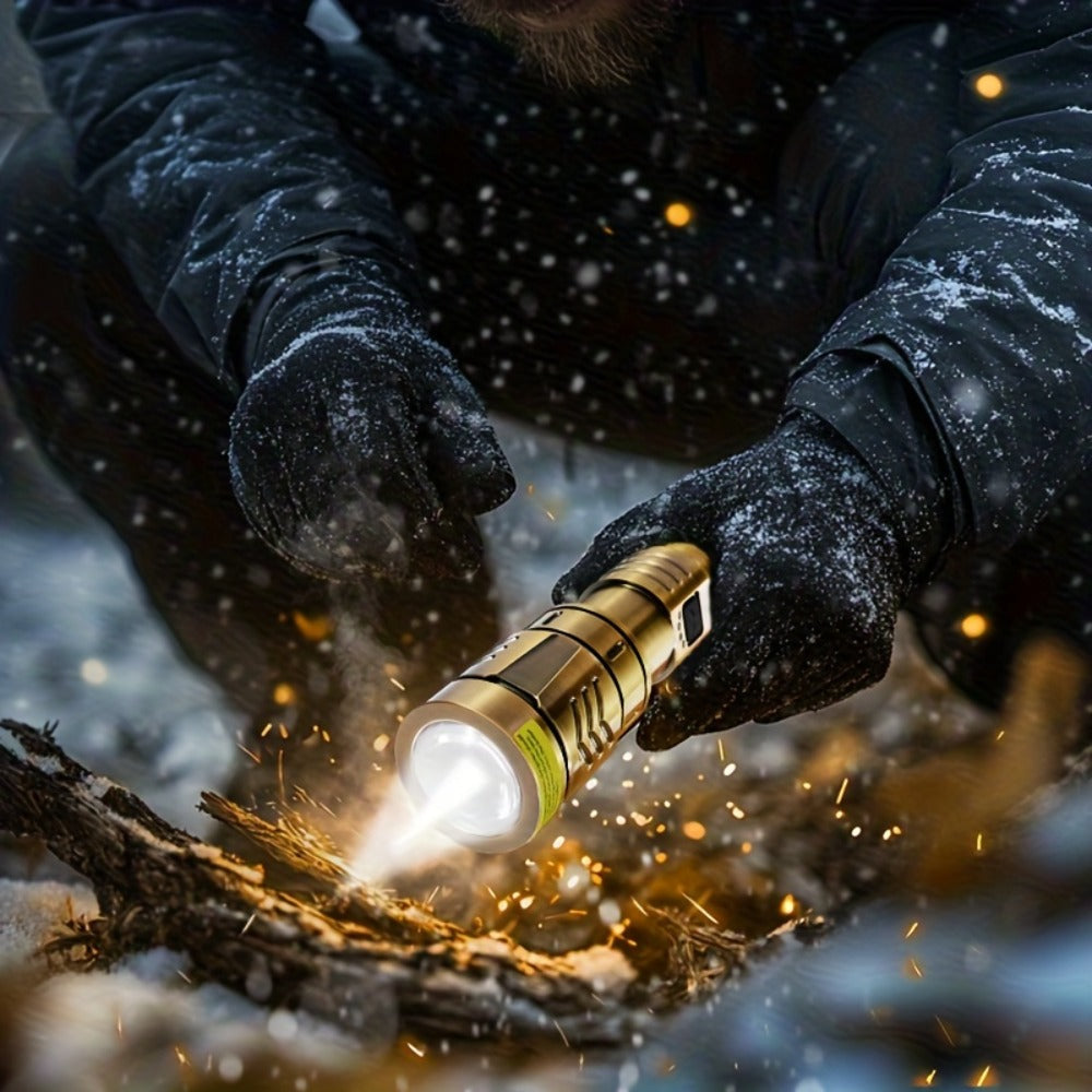 Tactical LED Flashlight 5000mAh Rechargeable Zoomable with Ignition Lens ¨C 4 Modes High Brightness Golden Dragon Pattern Spotlight for Camping Outdoor Hiking Emergency Household Use