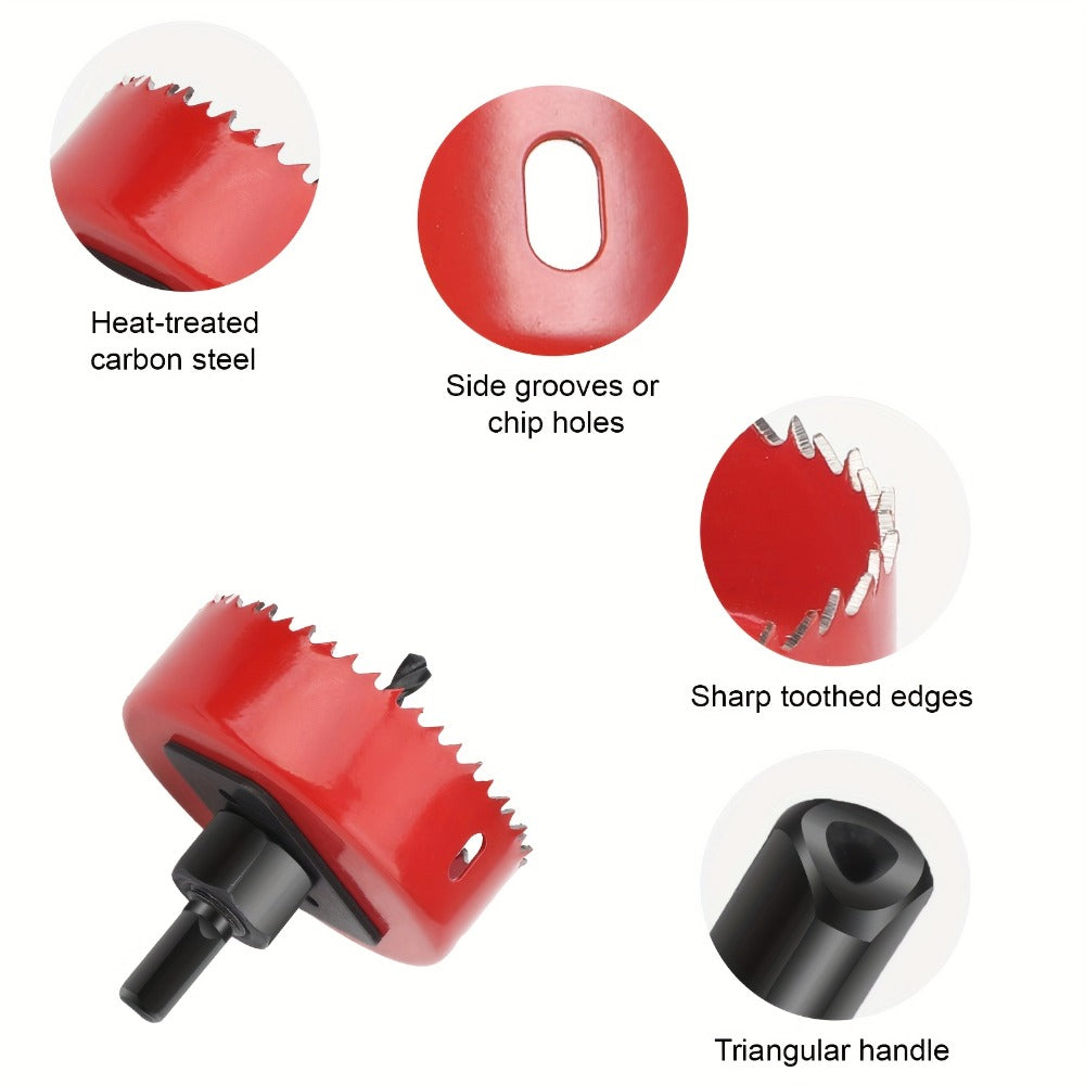 Carbon Steel Hole Saw Kit Multi-Size with Mandrels & Hex Key ¨C Heavy Duty Quick-Change Hole Cutter Set for Wood PVC Drywall Cornhole Board & Soft Metal