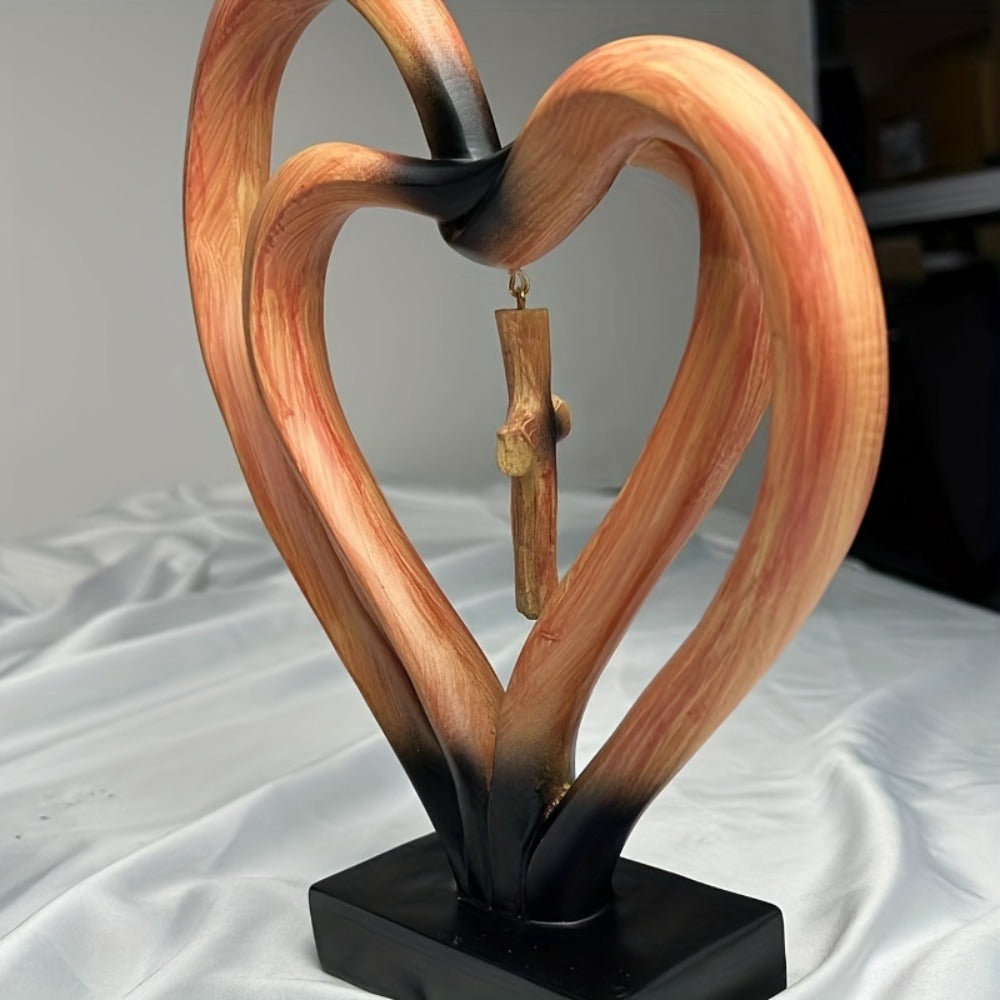 Resin Cross Ornament Wood Grain Love Design ¨C Modern Decorative Cross Statue for Home Office Desktop, Mother's Day Valentine's Day Gift, Tabletop Spiritual Decor Figurine