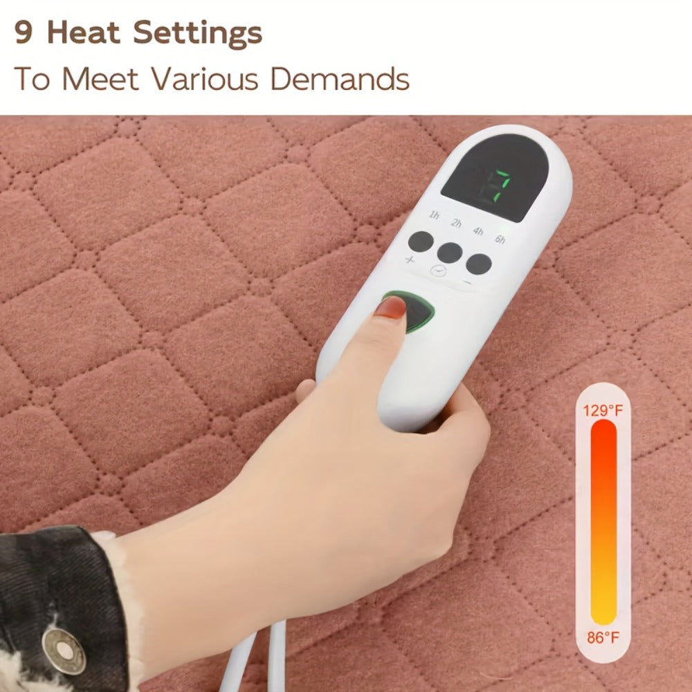 Electric Mattress Pad Heated Bed Warmer 63¡±x31¡± - 9 Heat Settings, 4 Auto Shutoff Modes, Rapid Warming, LED Controller, ETL Certified, Machine Washable, Low EMF, Winter Comfort Gift, Brown & Grey