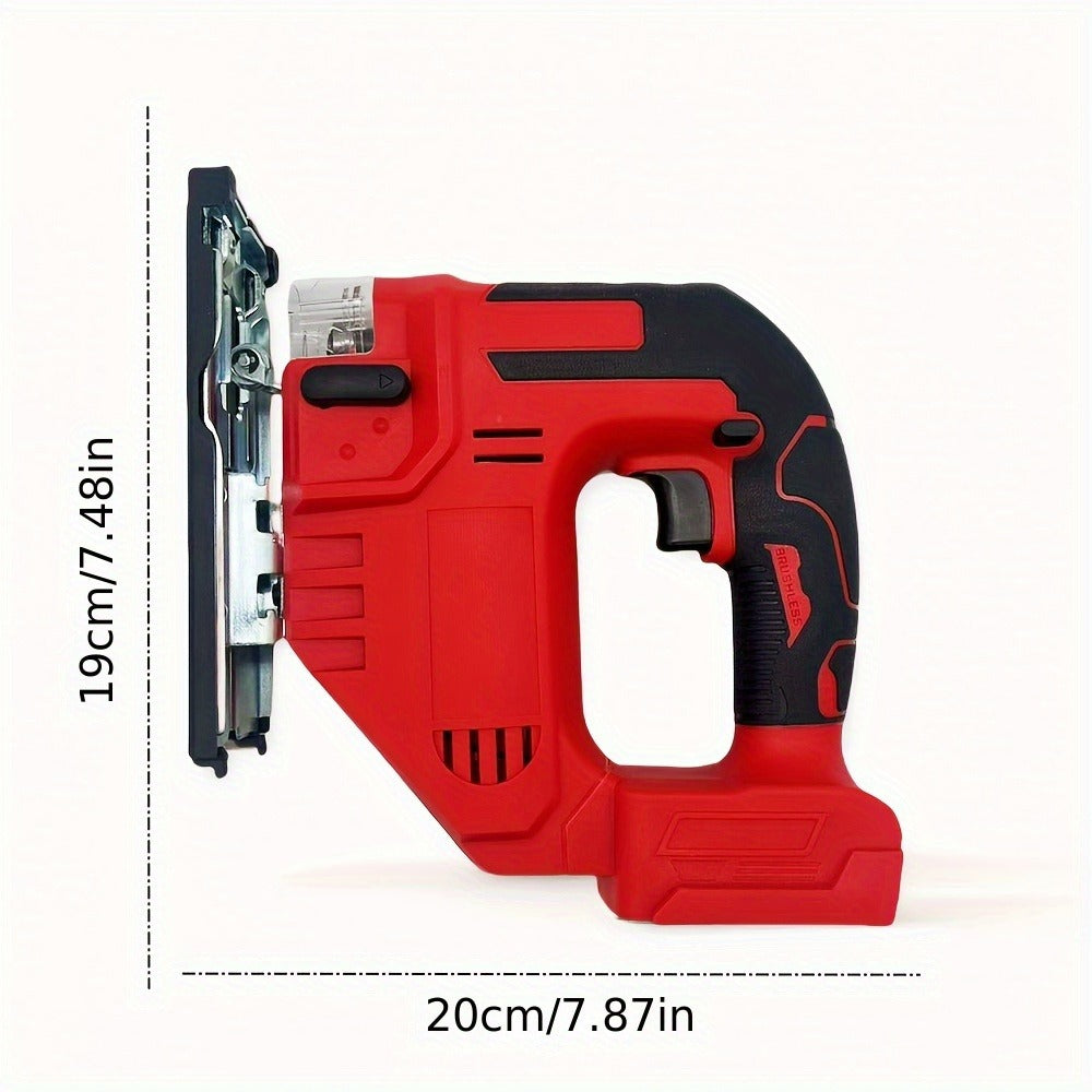 Cordless Jigsaw Tool with Brushless Motor - Variable Speed Bevel Angle 0-45¡ã LED Light 3-Position Rail for Straight Lines Curves Circles Wood Cutting Power Saw (Battery Not Included)