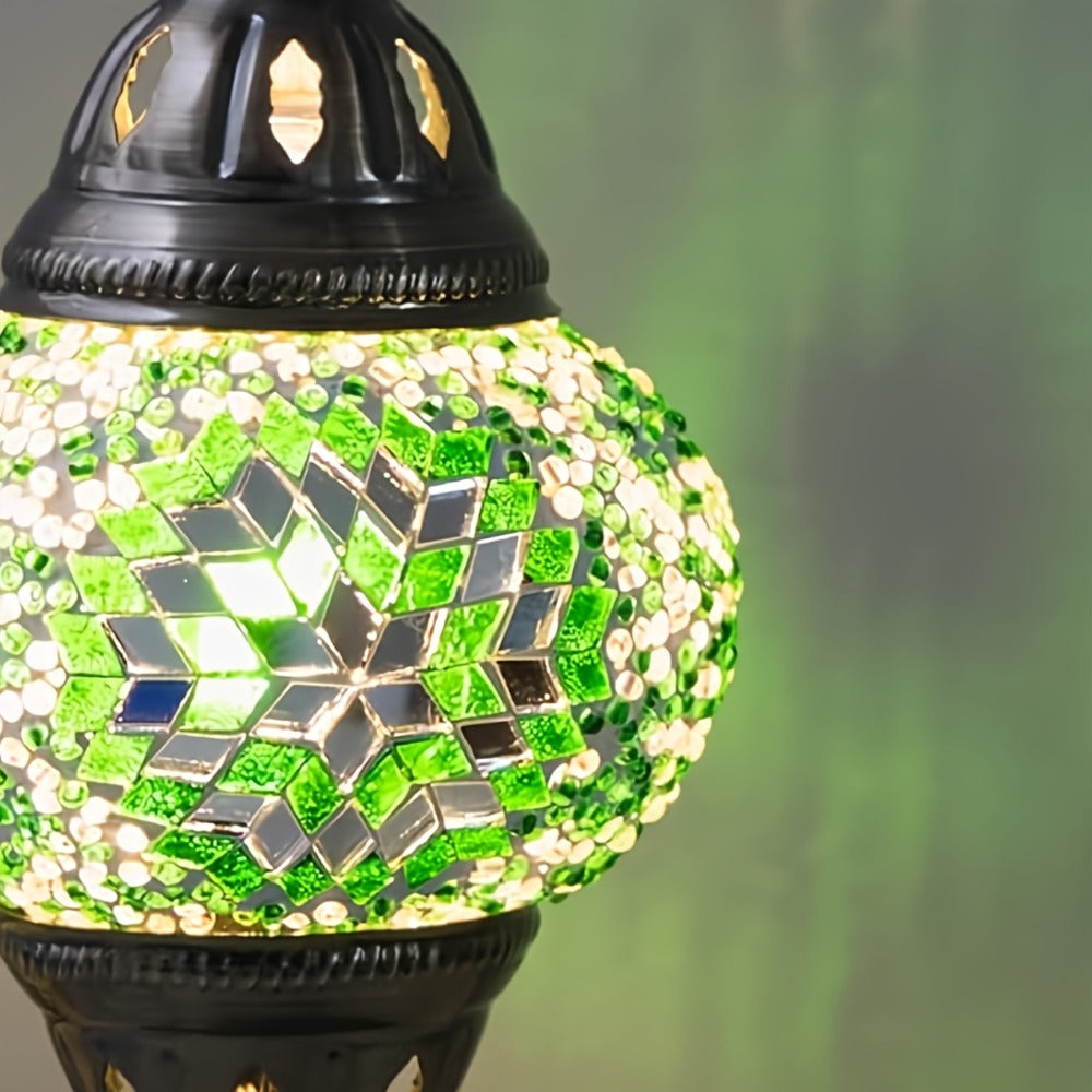 Moroccan Table Lamp Handmade DIY Turkish Lamp Dimmable Glass Metal Brass Bohemian Bedside Night Light with Remote for Bedroom Living Room Office Vintage Boho Home Decor Gift Multiple Colors