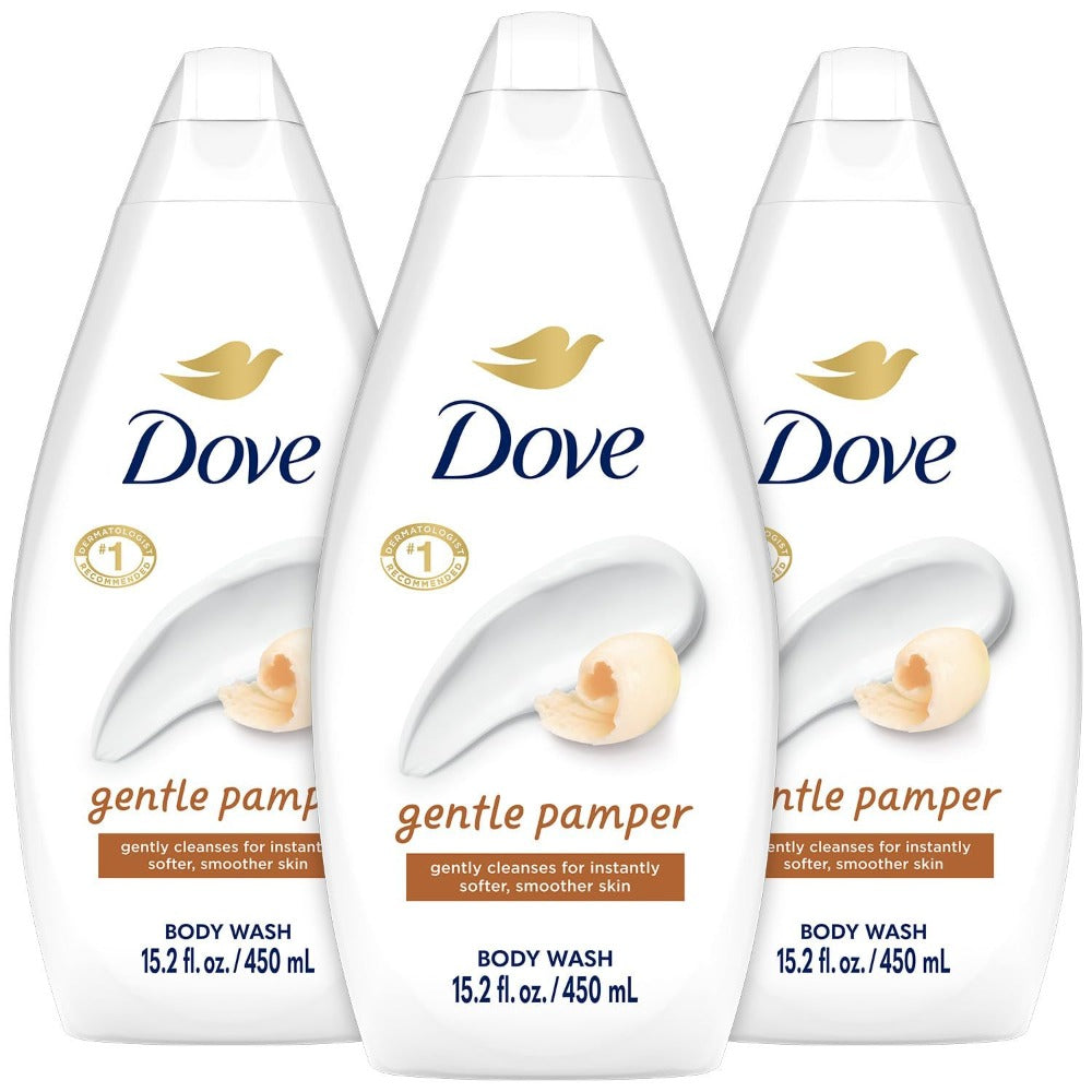 Dove Body Wash Gentle Pamper 450ml 3 Pack | Moisturizing Shower Gel with Soft Jasmine & Shea Butter Scent