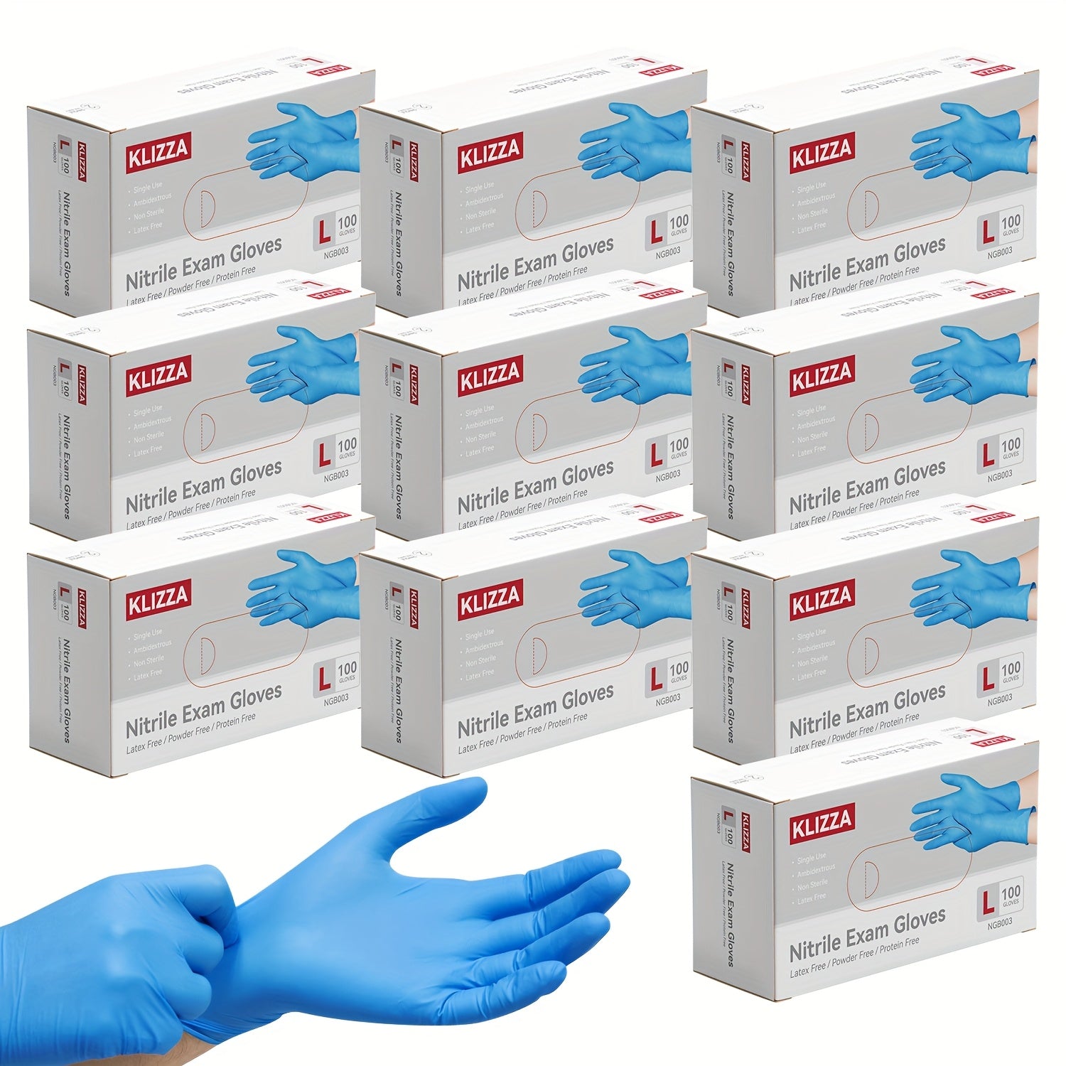 Nitrile Disposable Gloves 1000 Count (10 Boxes), 6.5 Mil Thickened Blue Nitrile Gloves, Latex-Free Powder-Free, Tear-Resistant, for Kitchen Cleaning, Food Handling, Hair Dyeing, Medical & Industrial Use