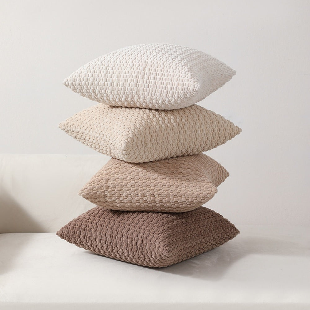 Pillow Covers Set of 4 Boho Plaid Double Sided Plush 18x18 20x20 Inch Zipper Machine Washable Decorative Cushion Covers for Sofa Bed Office Chair Warm Winter Home Decor