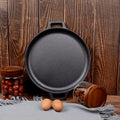 Cast Iron Skillet 11 Inch Pre-Seasoned Round Grill Pan with Dual Loop Handles ¨C Even Heating for Oven, Stovetop, Campfire & Grill | Heavy-Duty Kitchen Cookware for Pizza, Steak & More