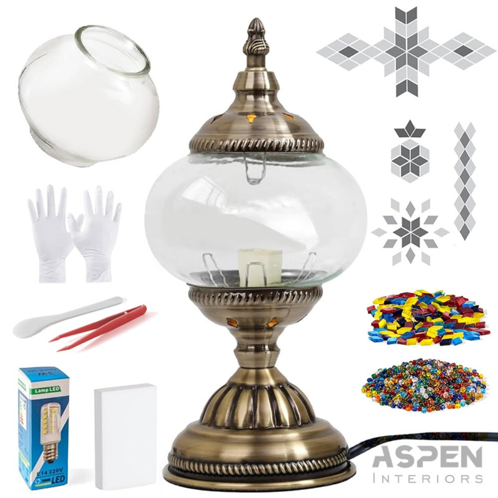 DIY Mosaic Lamp Kit Handmade Glass Table Lamp, Colorful Stained Glass Bedside Night Light with Antique Bronze Base, Decorative Desktop Lamp for Living Room, Bedroom & Home Decor (Multiple Colors)