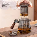 Glass Teapot with Filter 650ml - Stovetop Safe Tea and Coffee Pot with Handle, Tea Water Separator, Borosilicate Glass Kettle for Loose Leaf Tea, Smoke Gray Transparent