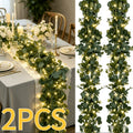 Lighted Eucalyptus Wreath Garland 6FT LED 2 Pack - Artificial Green Vine with Warm Lights for Wedding Centerpiece, Table Runner, Backdrop, Home & Seasonal Decor