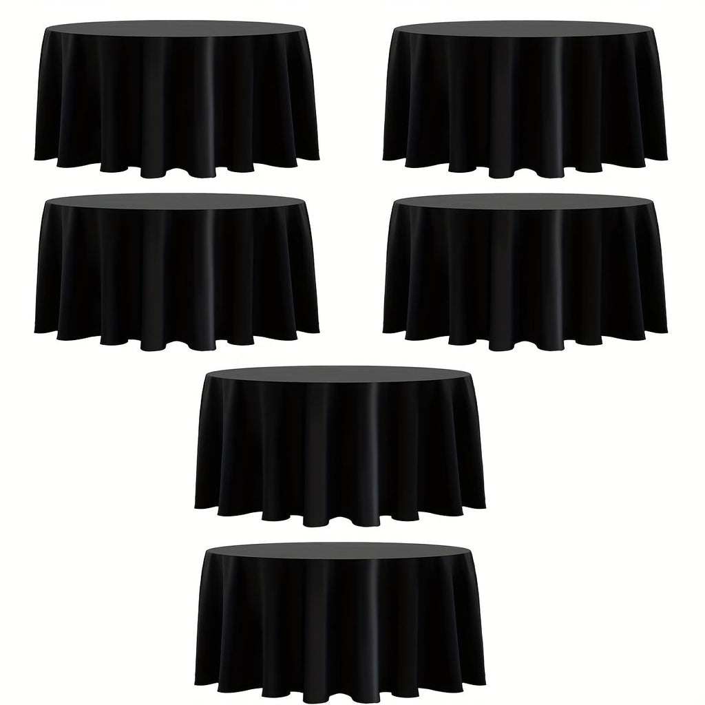120 Inch Round Tablecloth Bulk Pack ¨C Wrinkle-Free Table Cover for Wedding, Party, Christmas & Halloween, Black or White (6/12/18 Pack)
