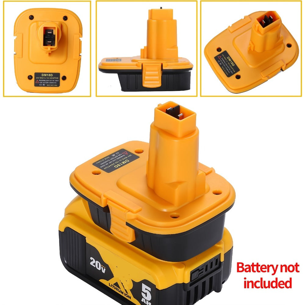 DM18D Battery Adapter for DeWalt 18V XRP NiCad NiMh Cordless Tools Compatible with DeWalt 20V Li-ion or MK 18V Red Tools Li-ion Replaces DeWalt 18V Battery 2 Pack or 4 Pack Adapter Only