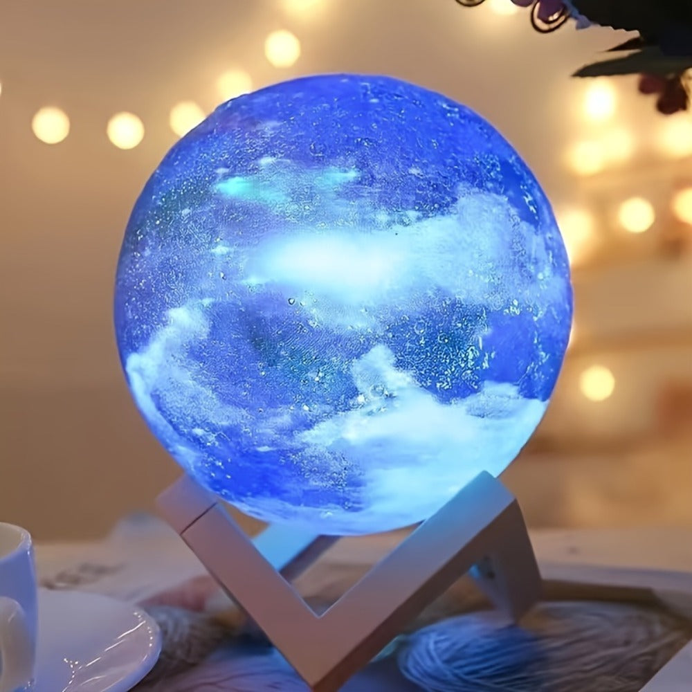 3D Moon Lamp 16 Colors LED Night Light with Remote Control USB Powered Solid Wood Stand 16 Inch Colorful Ball Moon Light Unique Birthday Gift for Bedroom Home Decor Kids Adults