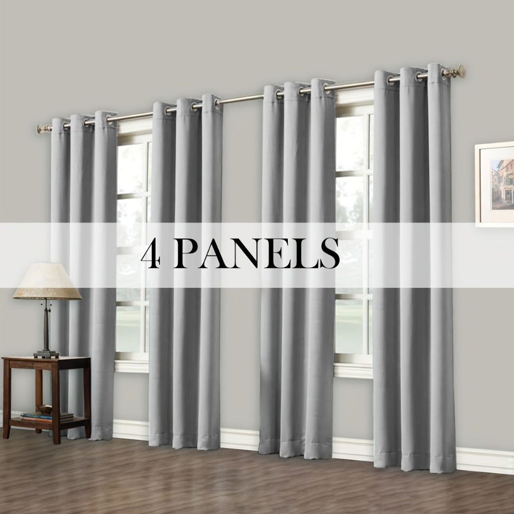 Blackout Curtains Grommet Top Room Darkening Window Drapes 4 Panels Set Living Room Bedroom
