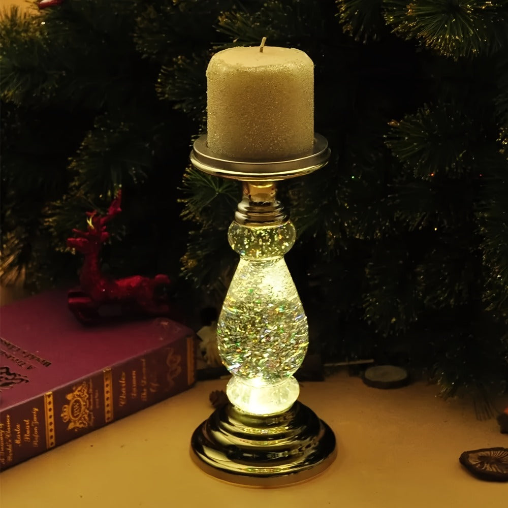 LED Candle Holder Swirling Acrylic Water Lantern Pedestal Candlestick Table Centerpiece for Wedding Party Birthday Anniversary Christmas Housewarming Gift Silvery Golden